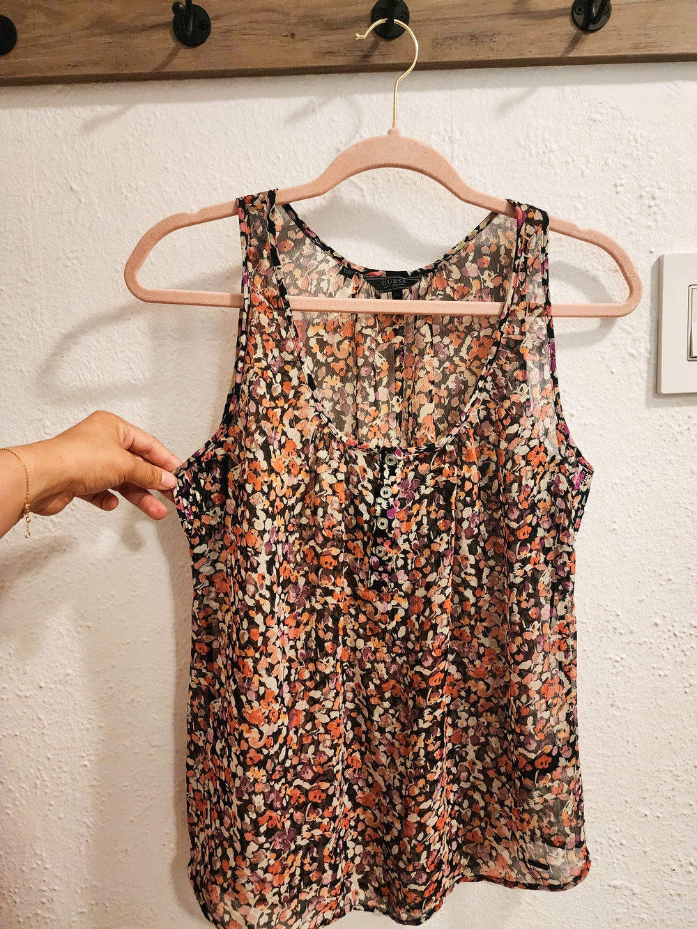 Guess Floral Sheer Sleeveless Camisole - XS
